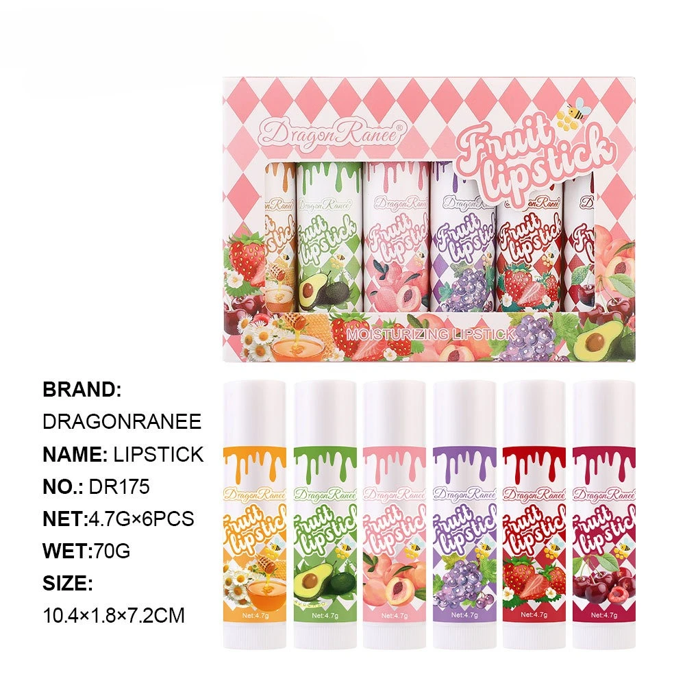6 قطعة مجموعة بلسم الشفاه عديم اللون بنكهة الفاكهة والفراولة والخوخ ومرطب وملمع الشفاه اللامع والعناية المغذية اليومية الأساسية #5