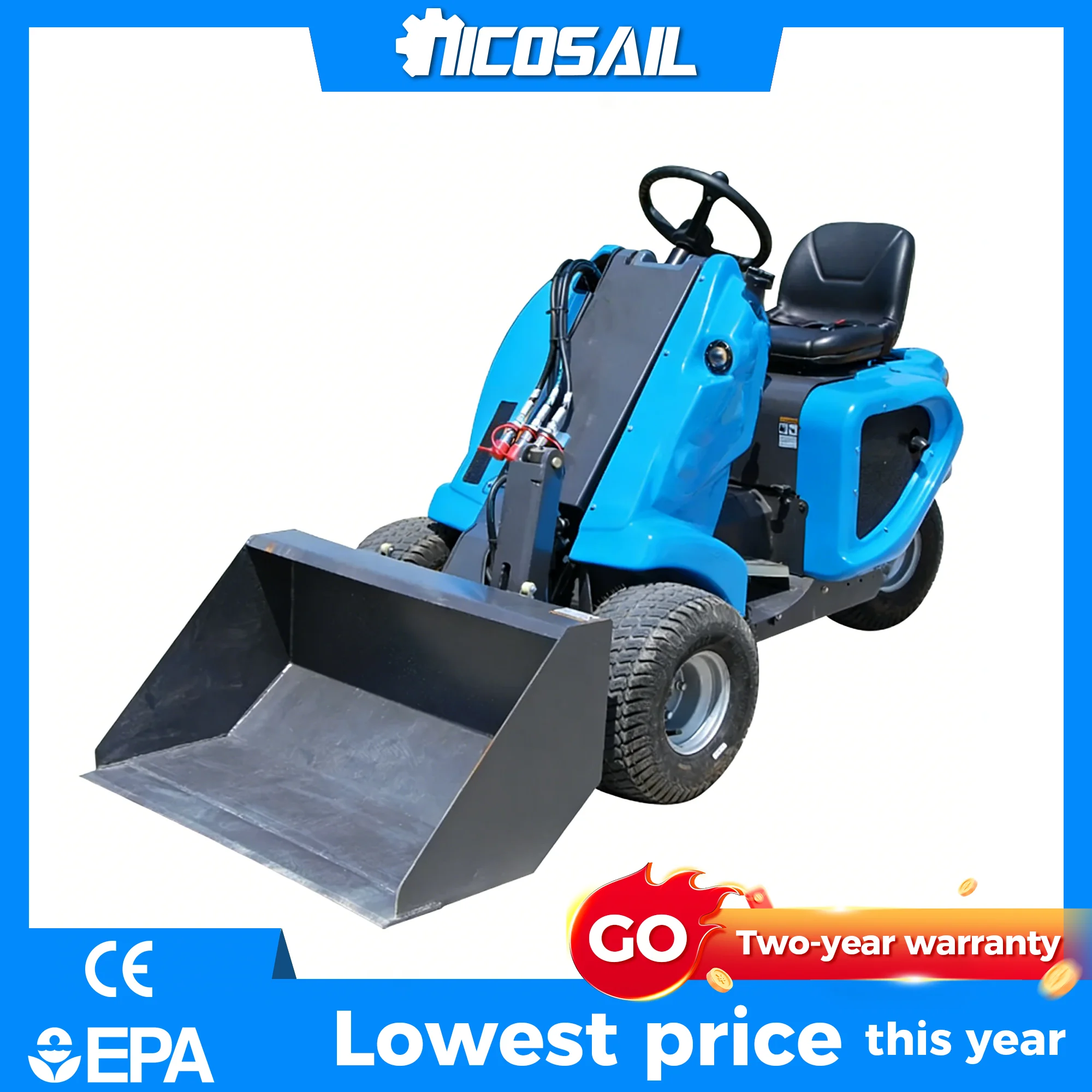Mini Three Wheel Skid Steer Loader CE Certified Factory Direct Sale