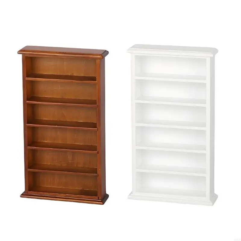 1:12 Scale Miniature Wooden Bookcase Tiny 6 Compartments Bookshelf For Doll House Living Room Furniture Decoration A2UB