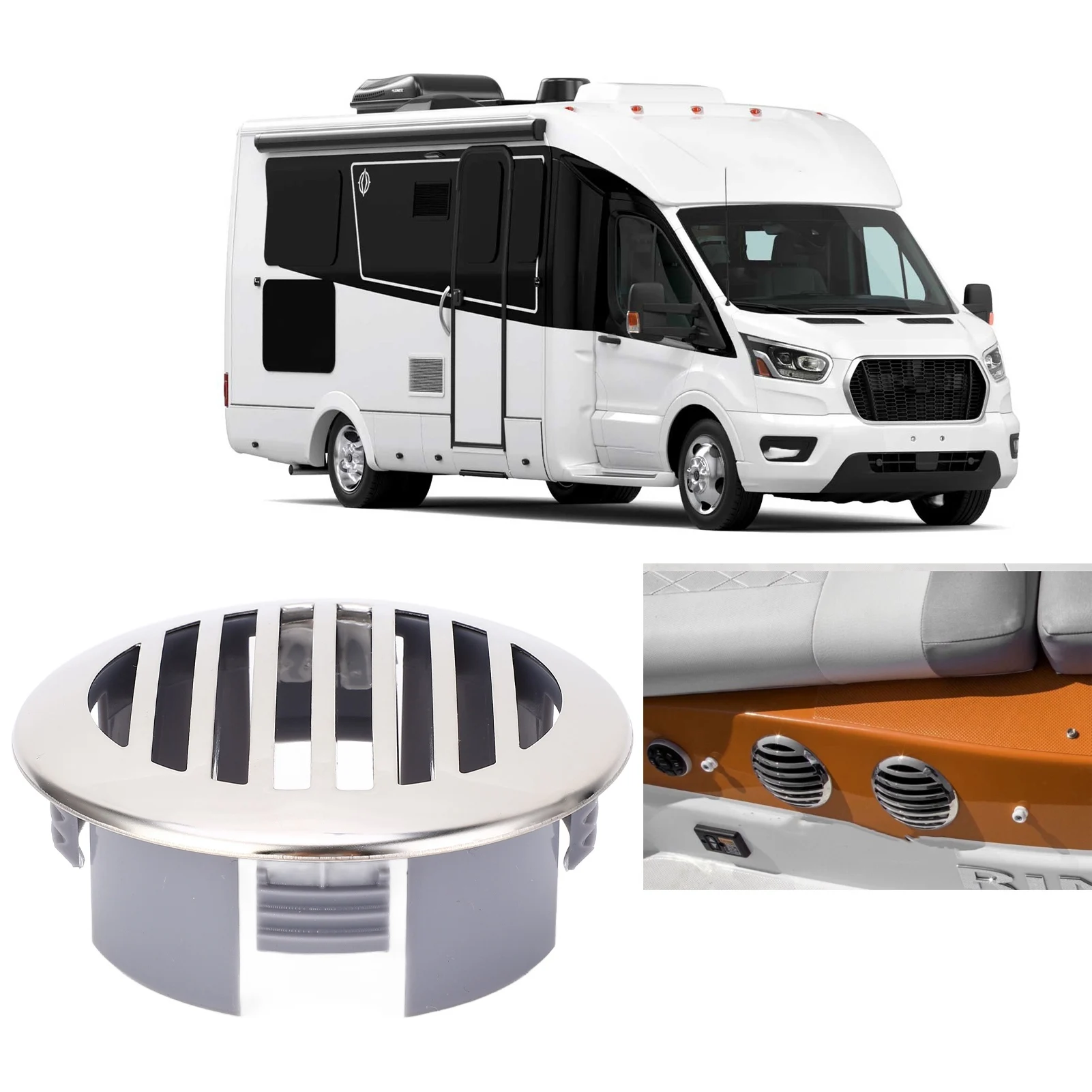 4pcs Boats Airflow Vent Cover 3.5in 316 Stainless Steel High Polished Cap for Yachts RVs