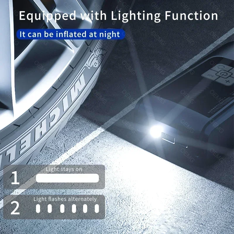 Drahtlose Auto-Luftpumpe, tragbarer Luftkompressor, elektrischer Reifenfüller mit LCD-Digitalanzeige für Auto, Motorräder, Fahrrad, Ball