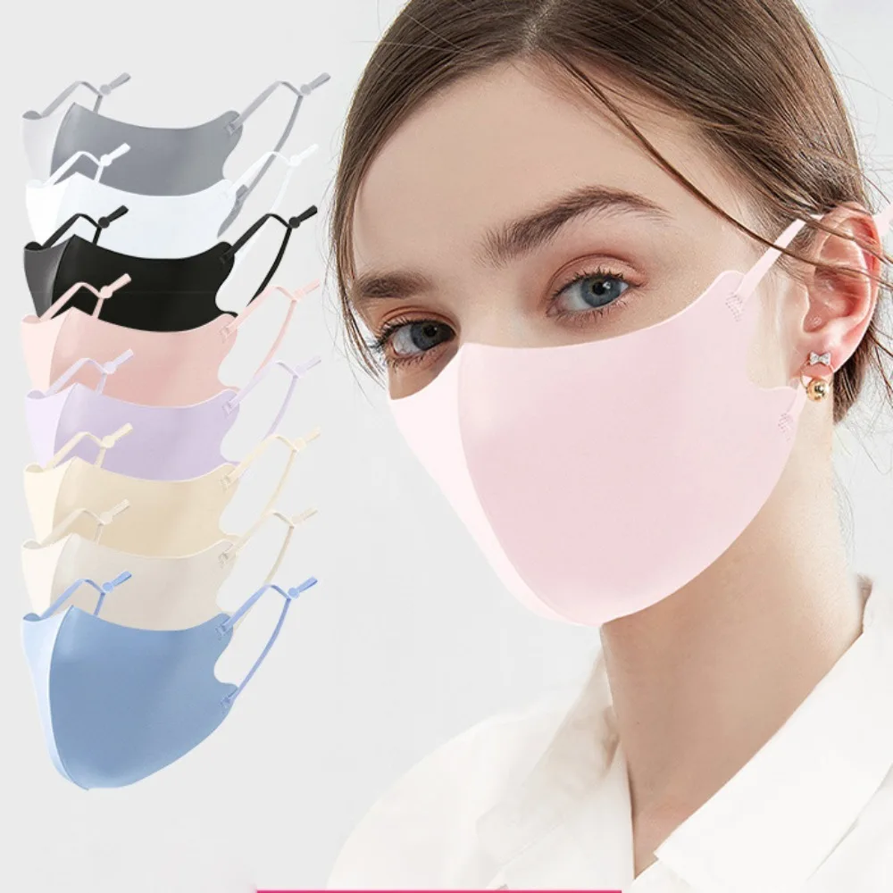 UPF50+ Ice Silk Sunscreen Mask Summer Outdoor Sports Riding Face Mask Traceless Golf Mask Adjustable Anti Pollen Face Veil