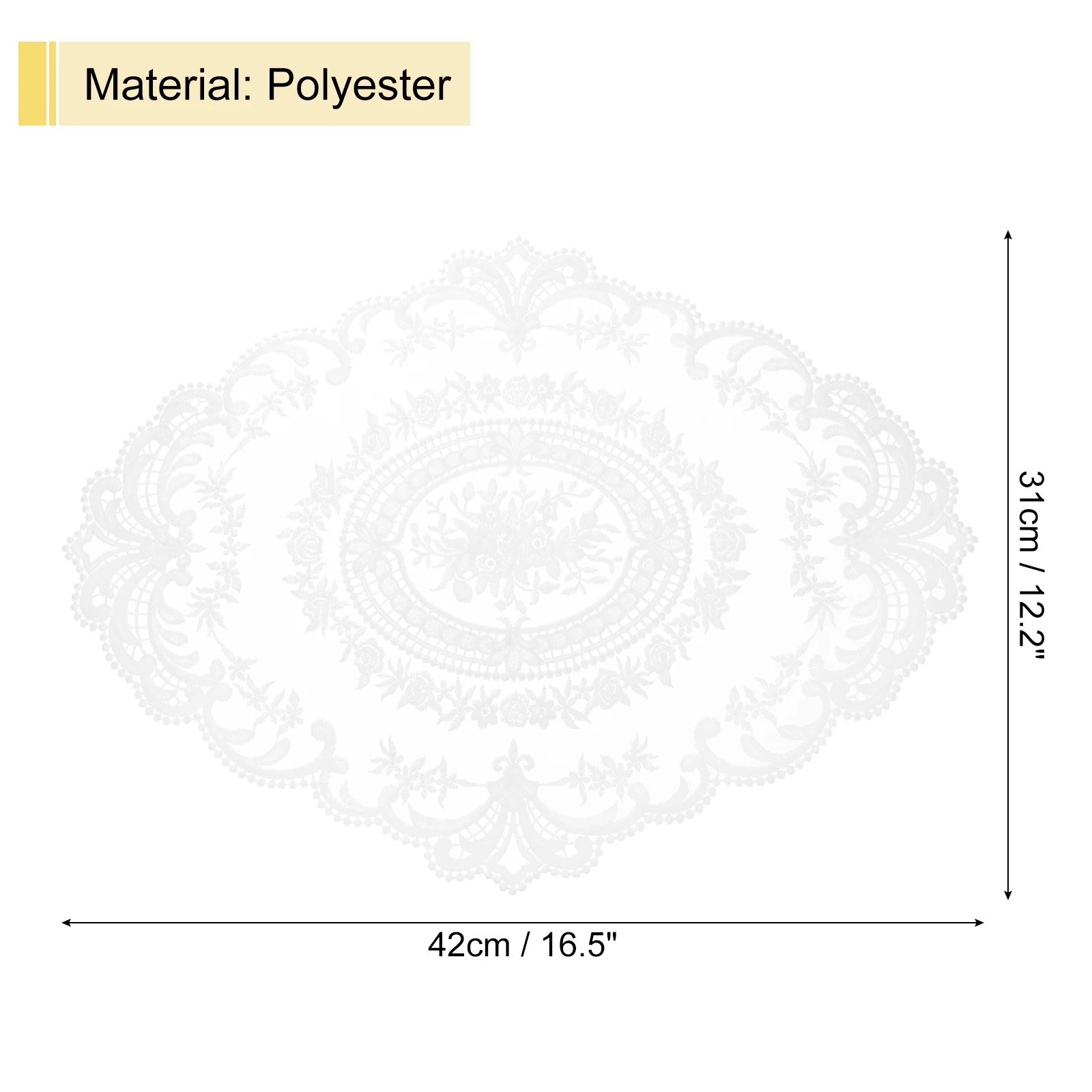 4Pack Retro Lace Placemat 12x16-in Oval Embroidered Table Place Mats French Crochet Doilies Coasters Cup Mat for Home Wedding