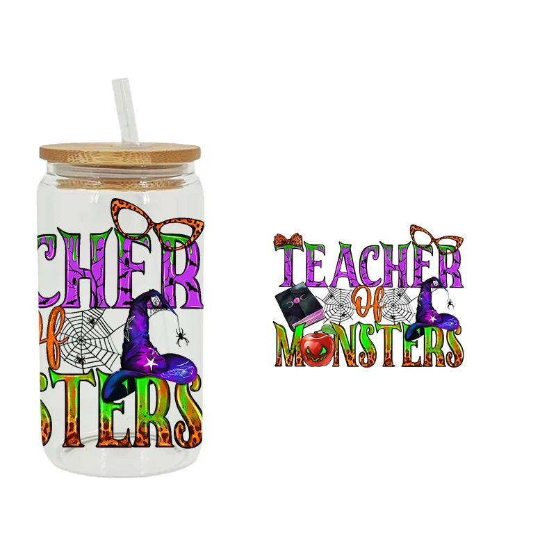 Halloween Skull UV DTF Transfer Sticker For The 16oz Libbey Glasses Wraps Bottles DIY Waterproof Cup Sticker D3998