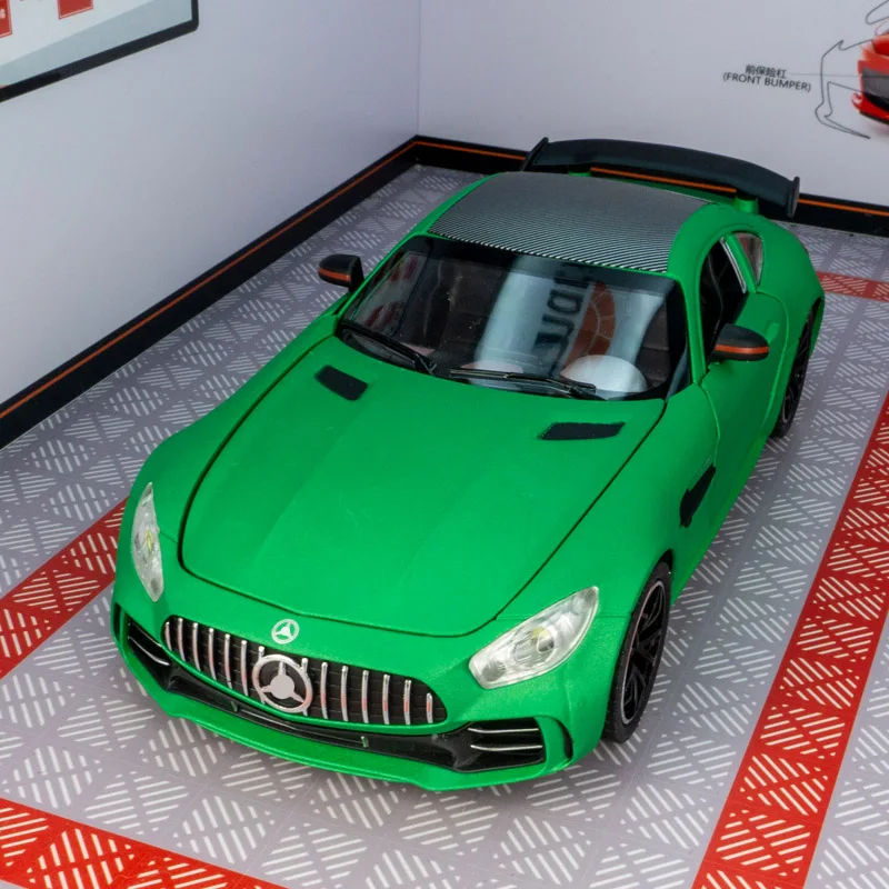 1:24 Mercedes GT supercoche de aleación modelo puertas de coche y maletero del capó del motor se puede abrir un coche de juguete para niños con sonido e iluminación