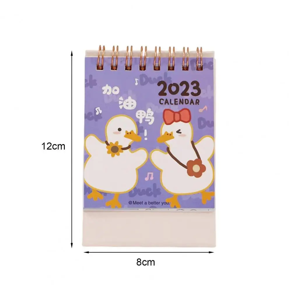Bureau Kalender Cartoon Ontwerp Delicate Patroon Dubbele Ring Pagina Draaien Met Kartonnen Basis Time Management Mini 2023 Staande