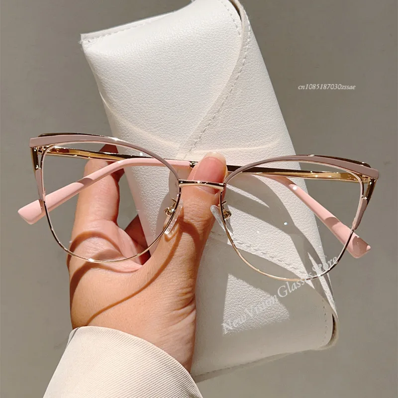 New Minimalist Metal Anti Blue Light Glasses for Women Fashion Cat Eye Glasses Business Computer Goggles image 5