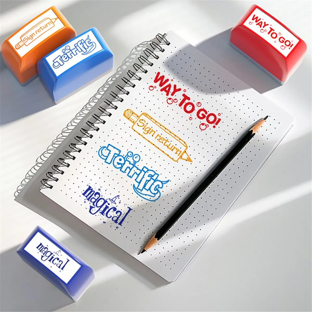 COFA 1 Set English Encouragement Seal 12pcs Teacher Comments Seal Encouragement Praise Teacher Correcting Positive Feedback