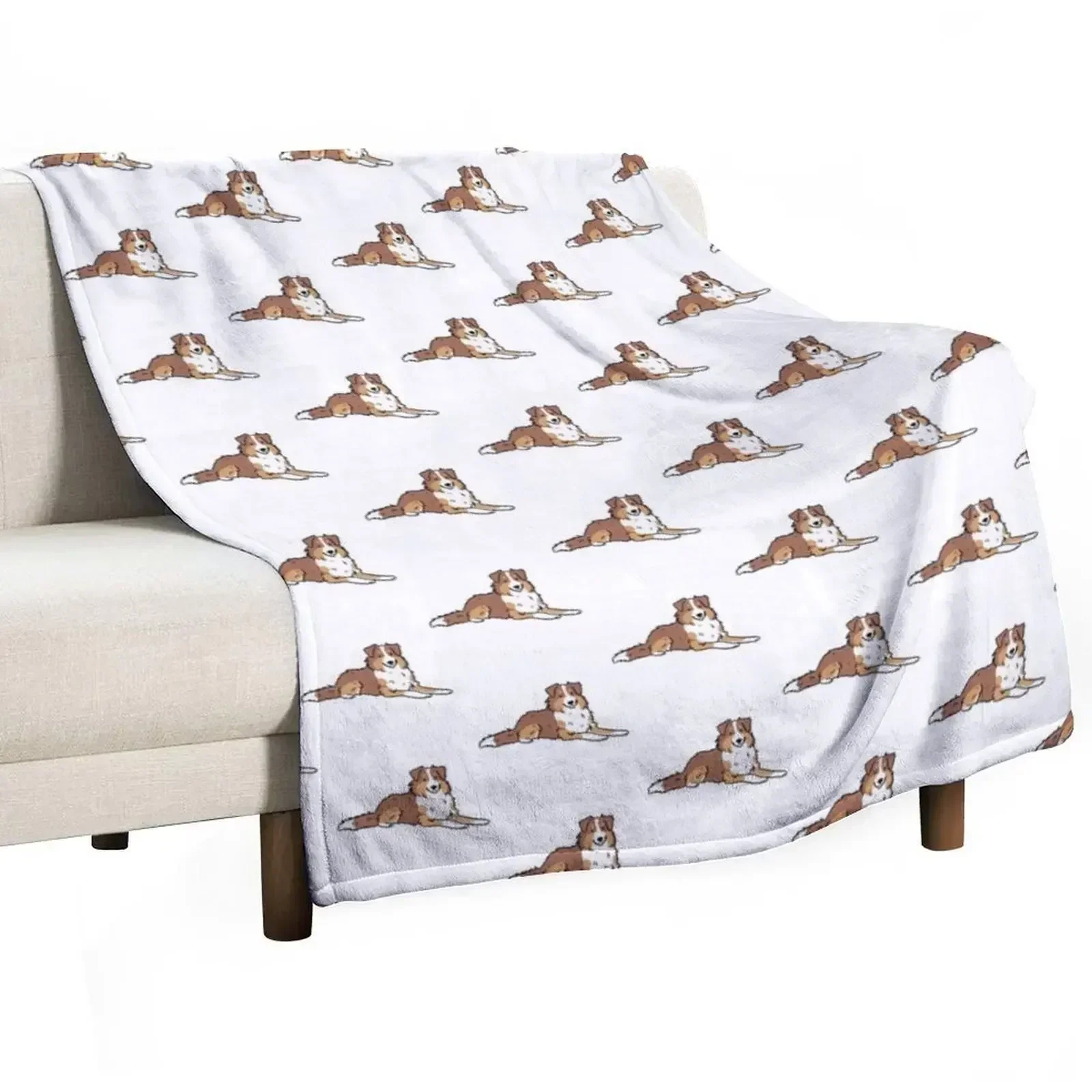 Australian shepherd face cute illustration - red tri australian shepherd Throw Blanket Stuffeds Hairys Blankets