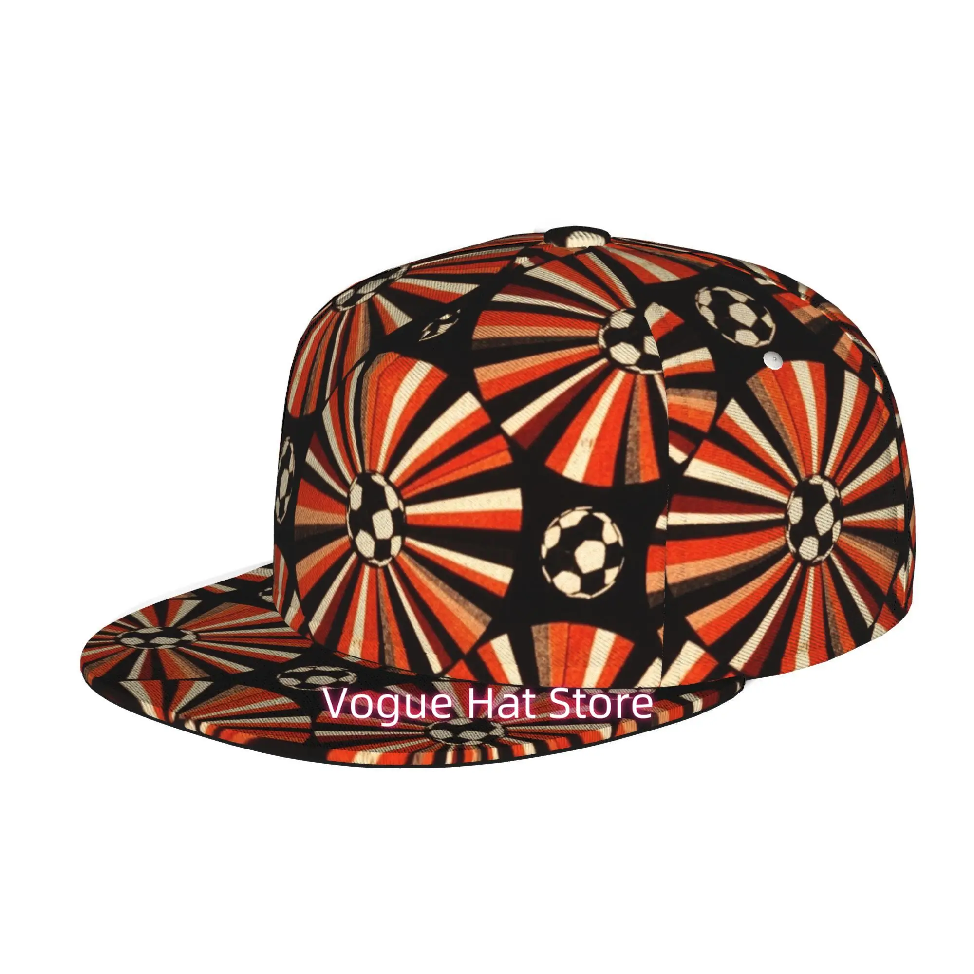 Men's & Women's Adjustable Snapback Baseball Cap with Abstract Soccer Ball Pattern - Flat-Top Suitable for Casual Outdoor,, Mach