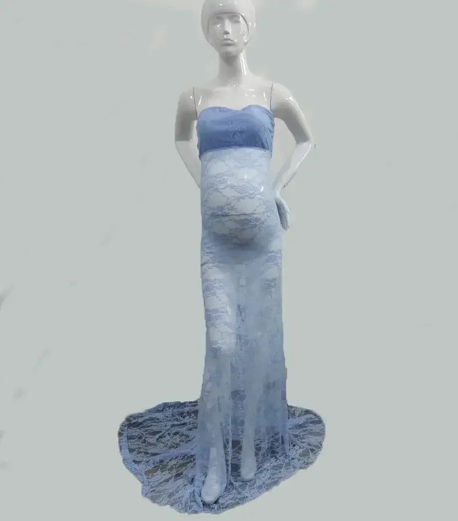 الدانتيل فستان حمل مثير صور يطلق النار طويل يتوهم فستان الحمل بدون أكتاف فستان ماكسي للنساء الحوامل التصوير الدعائم