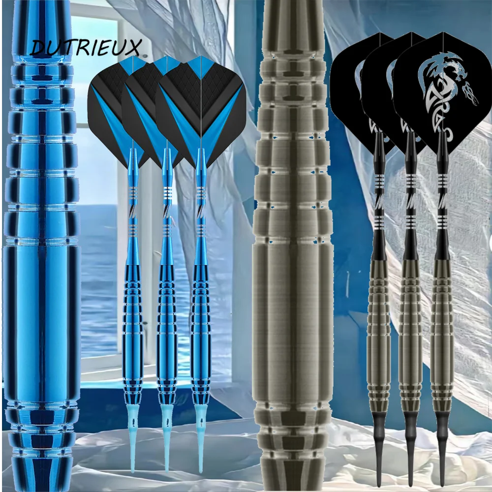 3PCS Professional Darts 19g Blue Grey Safety Soft Darts Electronic Soft Tip Darts for Indoor Professional Dartboard Games