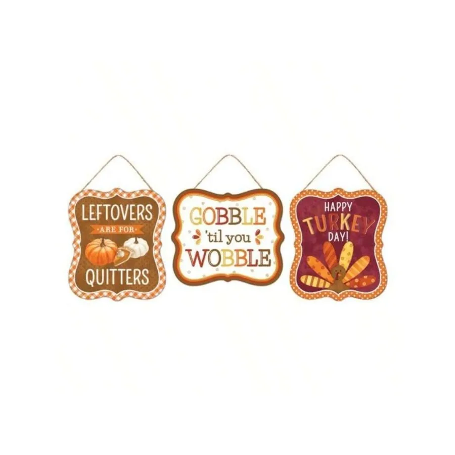 

DThanksgiving Metal Signs Set Of 3 7 X 6 Inch Emed Wreath Embellishment