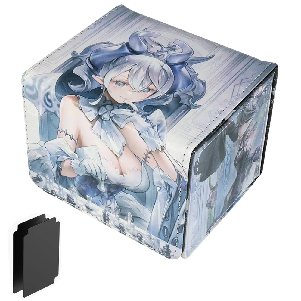 

Card Deck Box for Trading Cards, Commander Deck Box Holds 150+ Single Sleeved Cards Leather Magnetic Card Storage Box