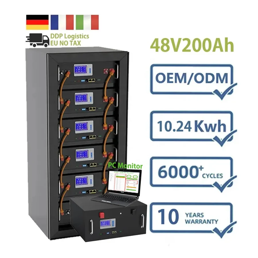 

Hot Sale 51.2V 10Kwh LiFePO4 Storage Lithium Ion Phosphate Batteries Pack 10240Wh Solar Lithium Battery 48V 200Ah