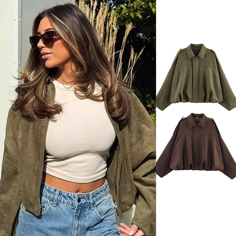 Women's 2025 new Jackets Autumn Fashion Loose Bat Sleeves Elegant Women's Jackets Chic Street Youth Autumn Long Sleeves Coats
