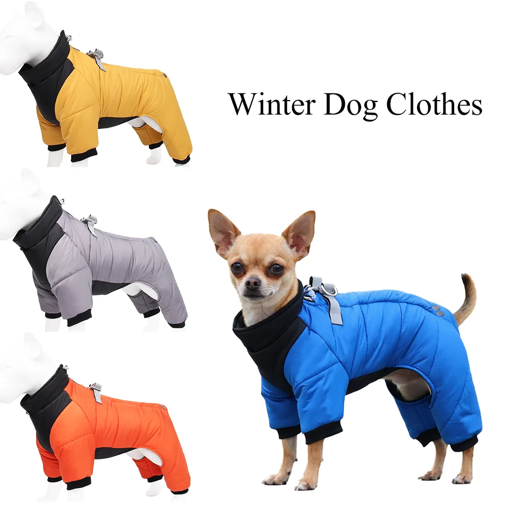 Winter-Hundekleidung, wasserdichter Welpenmantel für kleine Hunde, Katzen, Overall mit D-Ring und reflektierender Yorkshire-Jacke, Haustierkostüm