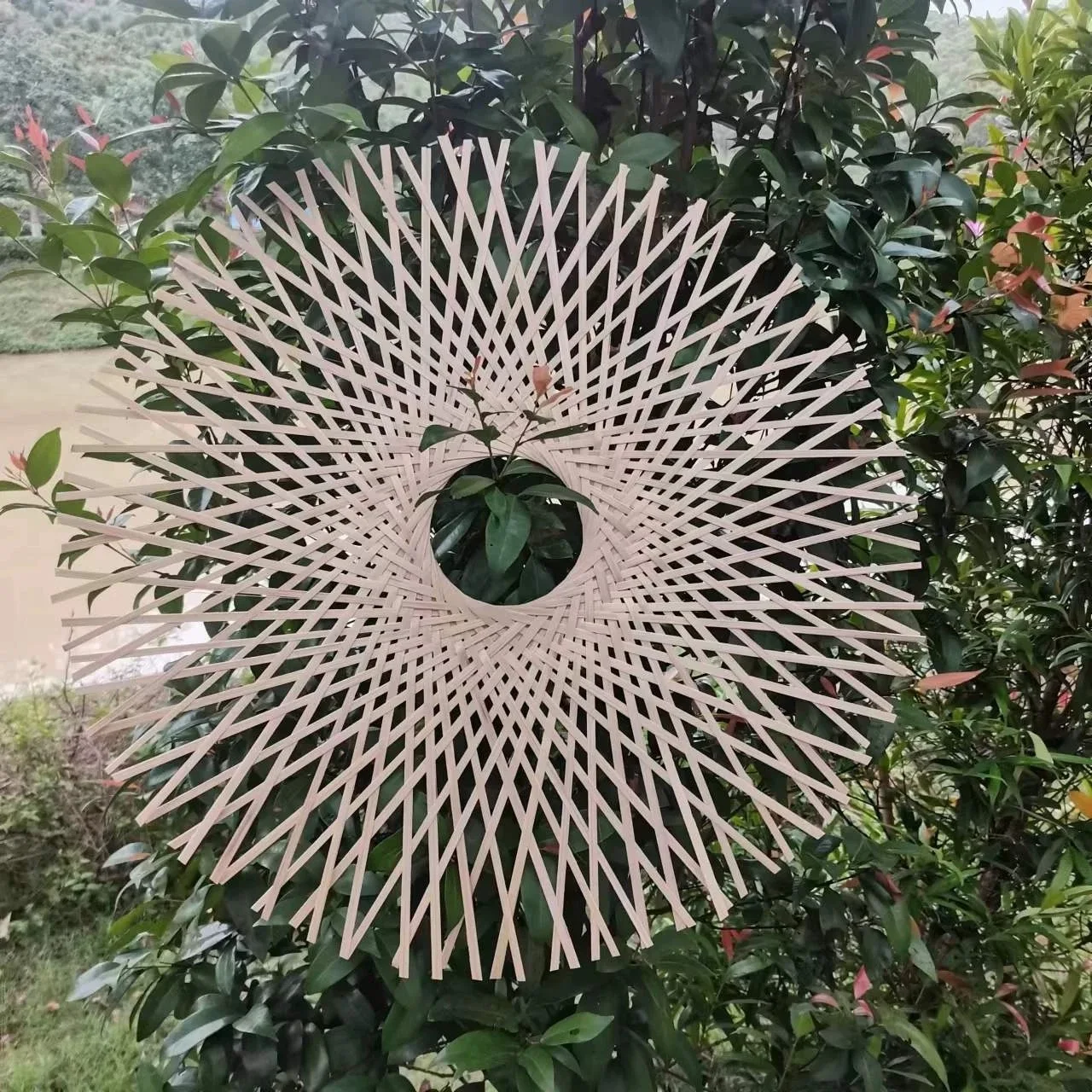 25Pcs Handmade Bamboo Weaving Personalized Wall Decor Background Rural Retro Style Storefront Stage Weaving Handicrafts Props
