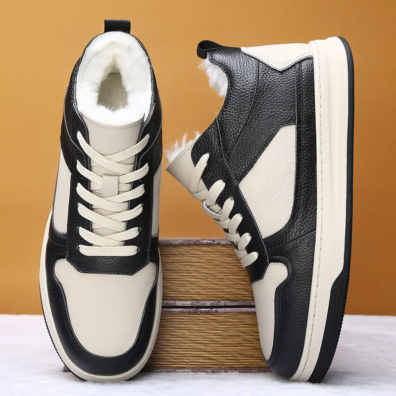 Board shoes new top layer cowhide breathable casual shoes men's versatile white shoes sports board shoes