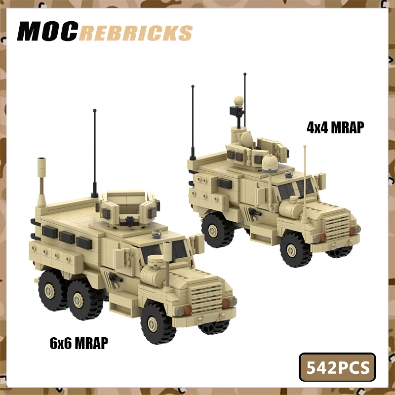 US Military Vehicle Armed Forces War Army Cougar 4x4 Mine Resistant Bricks Toys Model Mini Building Blocks Kits Children's Gifts