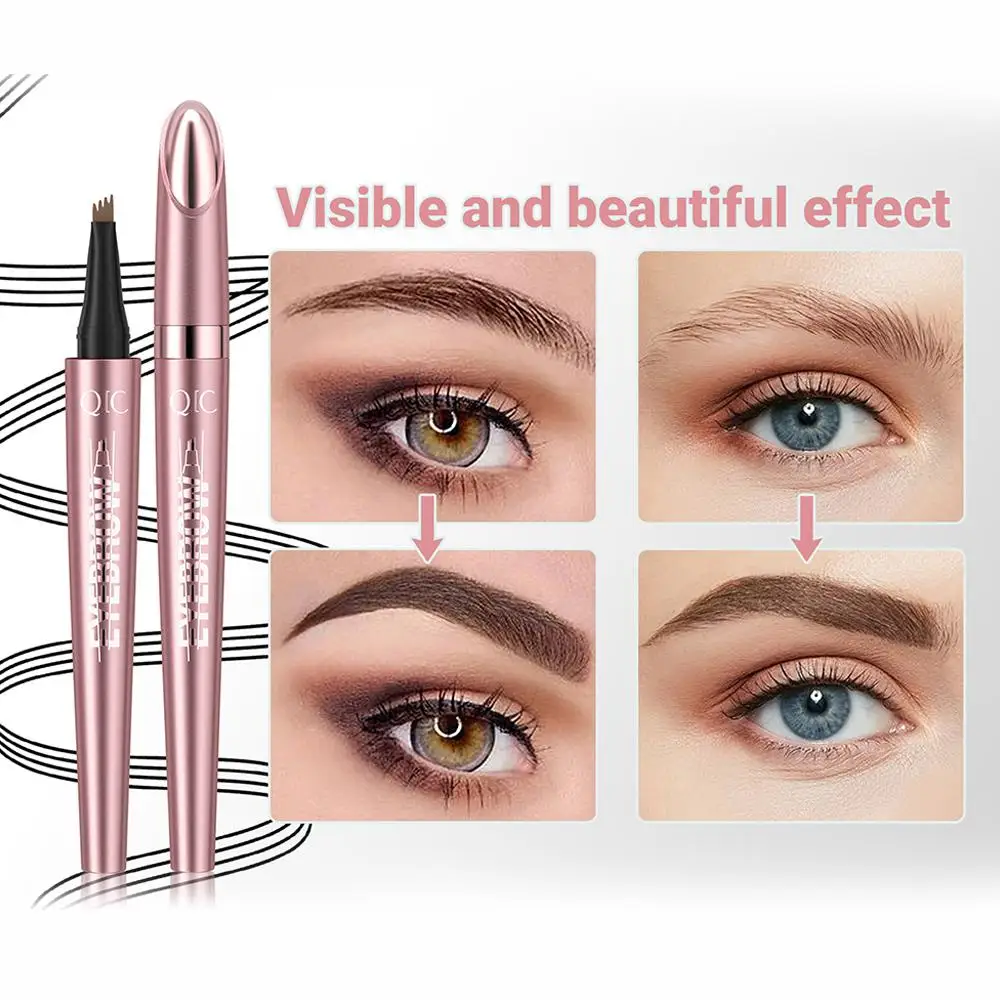 ปากกาเขียนคิ้ว Microblading กันน้ํา - 4 หัวแยก, แต่งหน้าคิ้วดูเป็นธรรมชาติใน 6 สีสําหรับทุกสภาพผิว U4D4