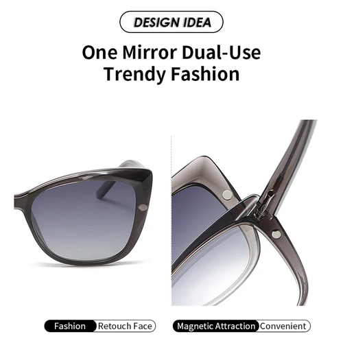 Imagen 2 del producto Xbora-gafas de sol clásicas Retro con forma de ojo de gato para mujer, lentes con Clip magnético, monturas graduadas de 0 dioptrías, novedad de 2024, 2223
