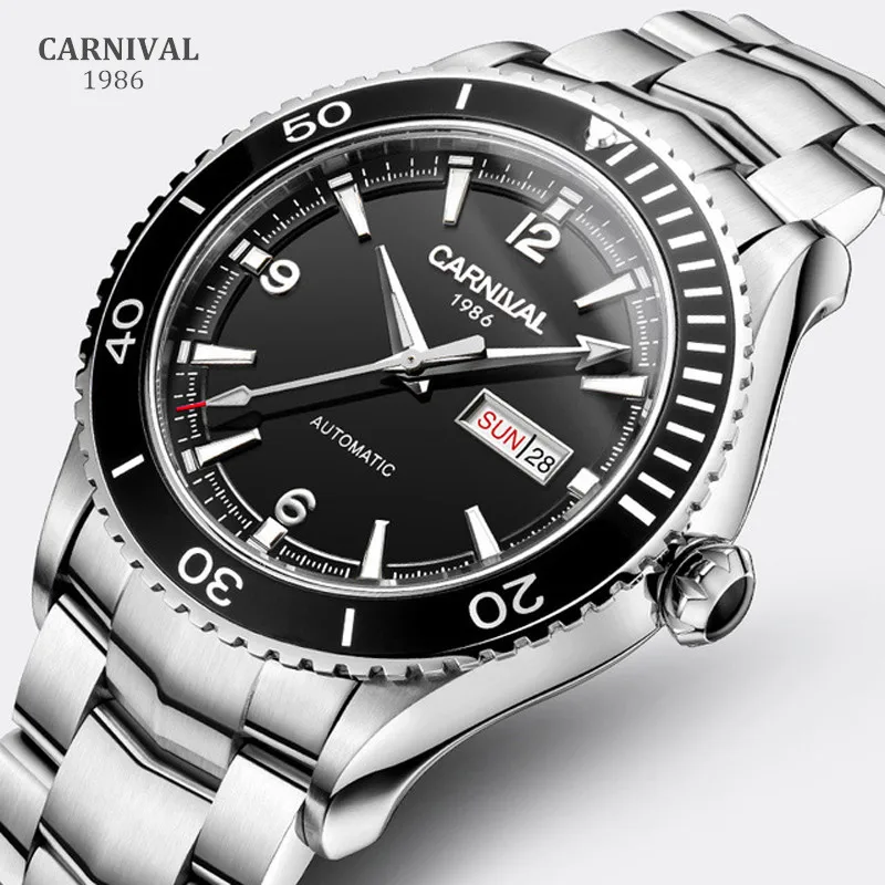 

КАРНАВАЛ брендовые механические часы, роскошные сапфировые часы MIYOTA, военные автоматические наручные часы, водонепроницаемые для мужчин, Reloj Hombre