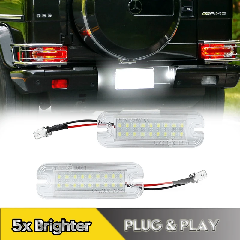 

2Pcs LED Number License Plate Lights Lamps For Mercedes Benz W463 G500 G550 G55 G63 G65 AMG G-Class 18SMD White OEM#A4638200356