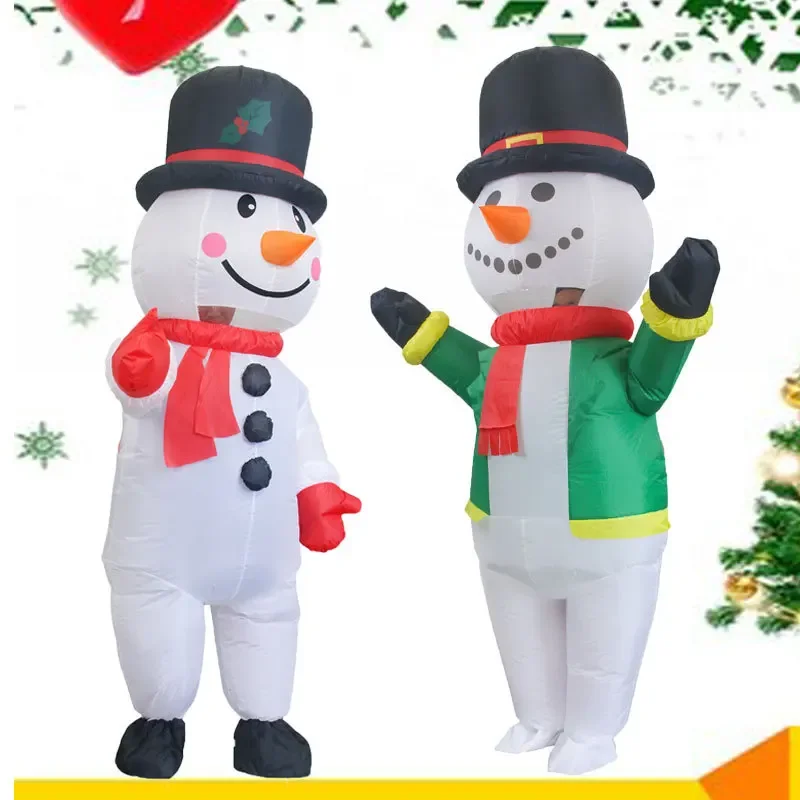 Christmas Snow Man Suit Inflatable Costume Mascot Stage Wear New Year Outfit Women Halloween Cosplay Anime Adult Funny Blow Prop