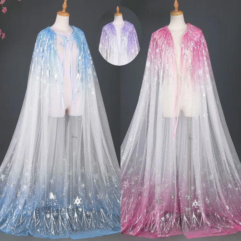 

Chinese Hanfu Long Cape Stage Performance Cosplay Costume Accessories Netting Fabric Cloak Princess Wedding Dress Decoration