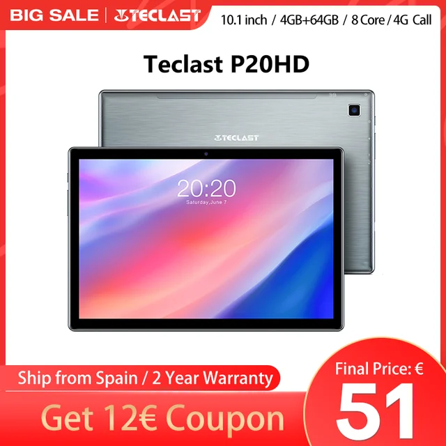 Teclast P20HD 10,1 Android 10 Tablet 1920x1200 SC9863A Octa Core 4GB RAM  64GB ROM 4G network AI acceleration Dual Wifi tablets for kids PC