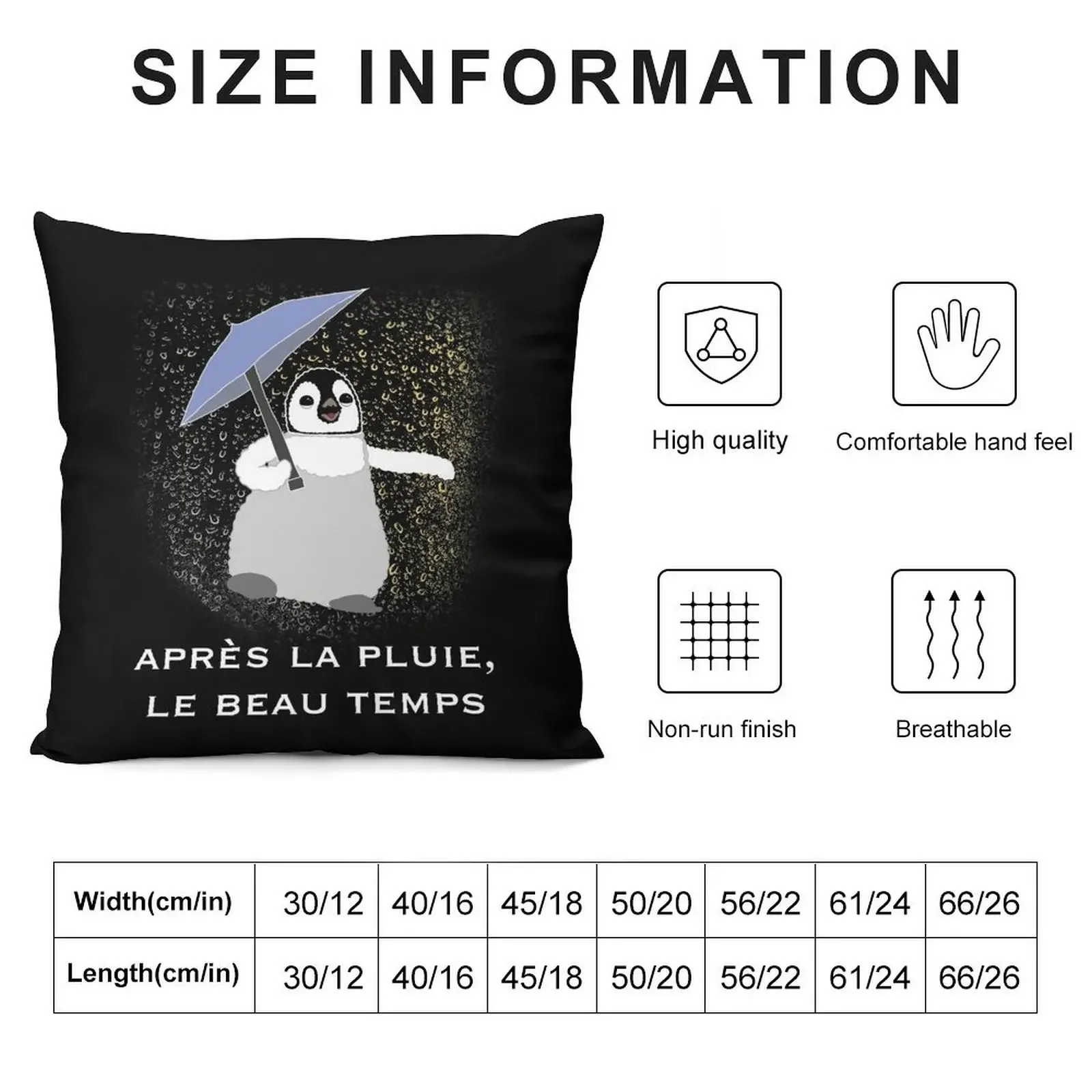 Apres La Pluie Inspirational Saying With Baby Penguin Throw Pillow anime girl Sofa Cushion Cover Christmas Covers pillow