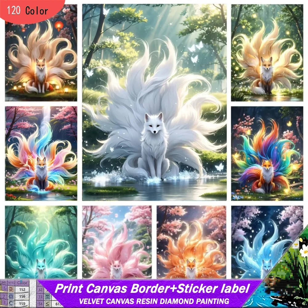 

120 цветов смолы алмазная живопись с наклейками вышивка лиса 5D DIY животное поступление картина мозаика вышивка крестиком подарок ручной работы