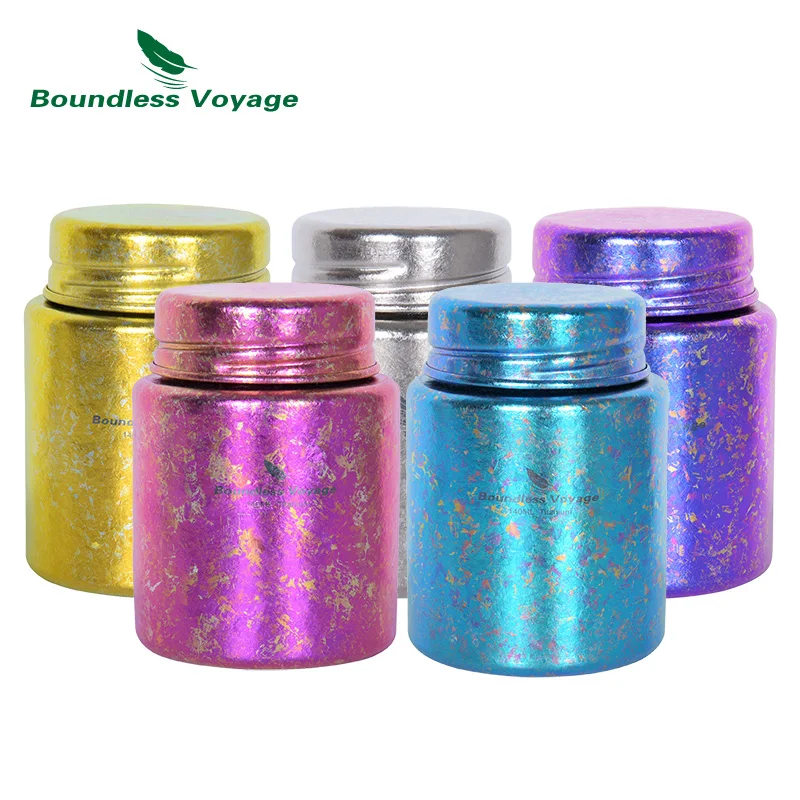 

Boundless Voyage Titanium Tea Caddy Mini Canister Ultralight Tin Jar for Coffee Seasoner Ice Flower Craft Tin Storage Container