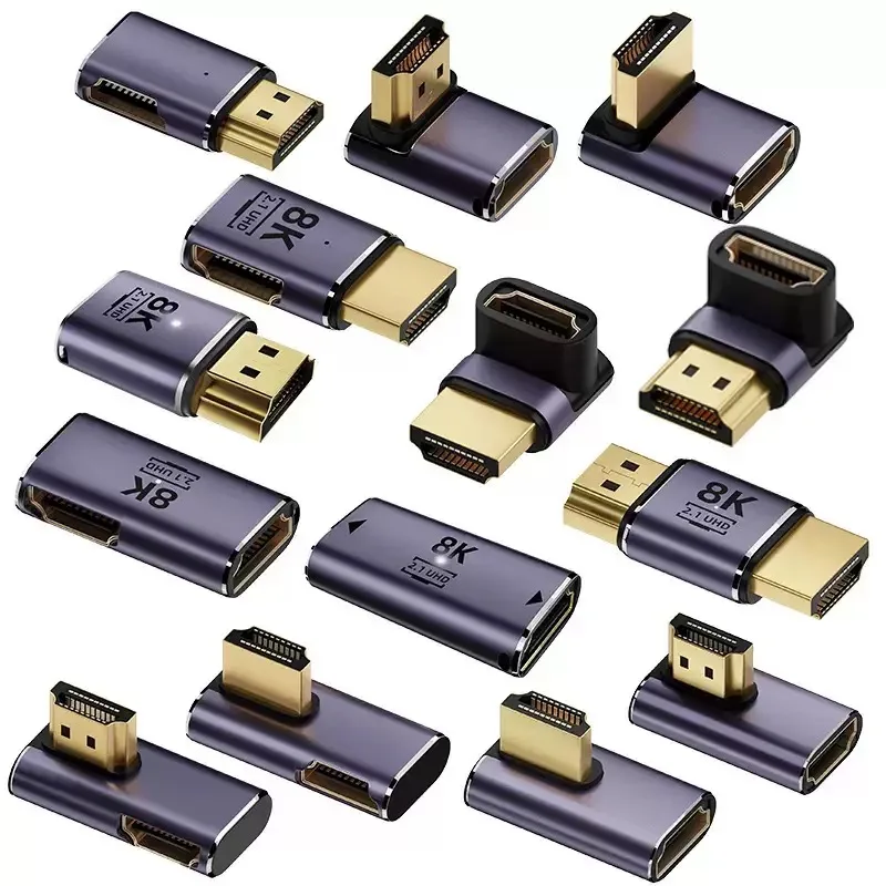 Adaptador en ángulo de 90 grados, 8k, 4K, 120Hz, 270, Mini Micro a HDMI, Compatible con forma de U, tipo L, divisor HDMI, convertidor macho a hembra