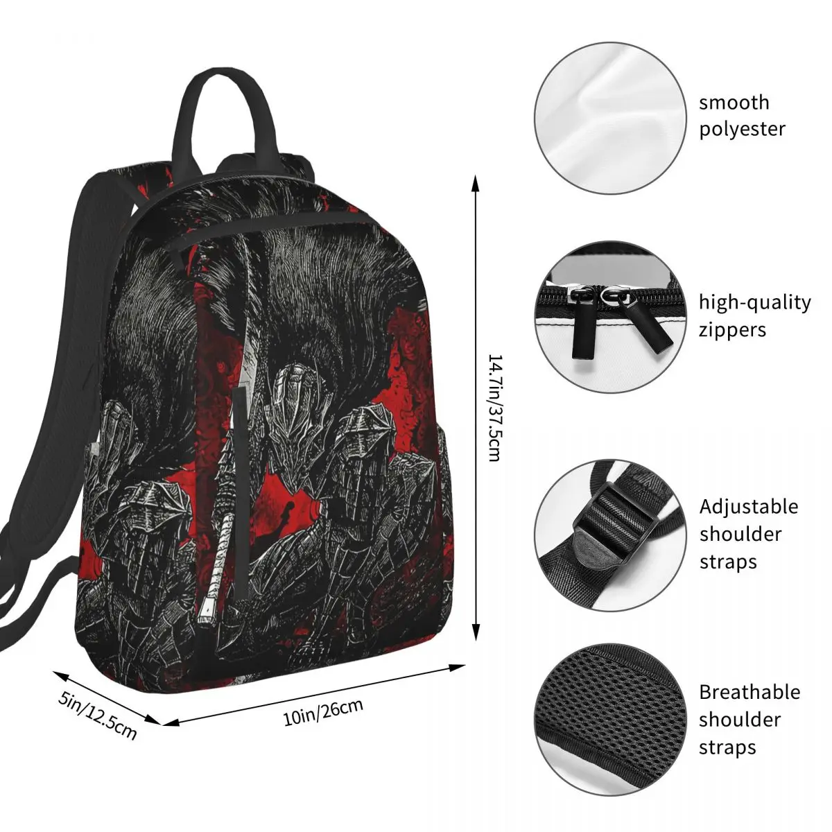 Guts Sword In Berserk Anime Backpack Student BookBag Kids School Bag Laptop Shoulder Bags Men Women