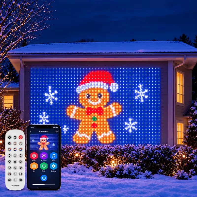 Led Smart Curtain Lights New Year's Garland App RGB Fairy Lights DIY Music Change Display for Window Christmas Room Decoration