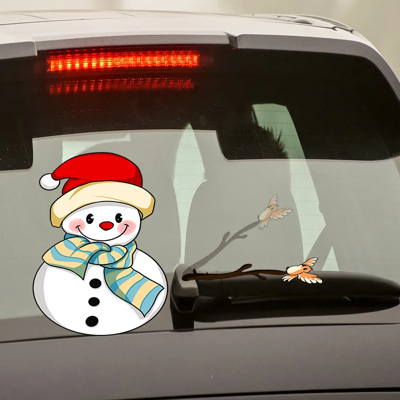 Cute cartoon Christmas theme PVC waterproof car sticker wiper sticker window glass sticker detachable no glue residue