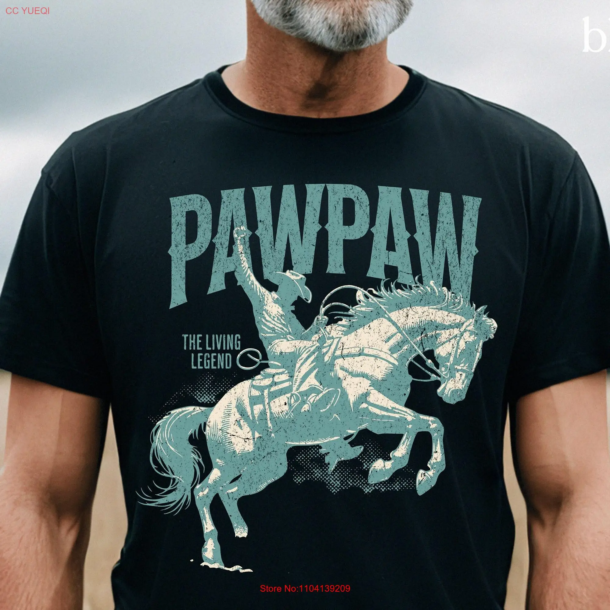 Western Pawpaw T Shirt for Grandpa from Grandkids Cowboy Best Living Legend Father's Day long or short sleeves