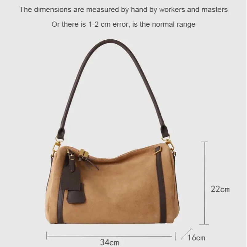 Brushed Leather Boston Bag for Women Large Capacity Shoulder Crossbody Commuter Bag Bowling Bag with Ample Storage