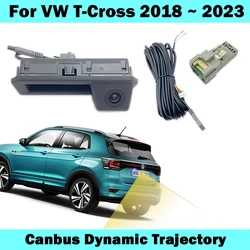 HICAMRUI Rear Camera for VW Volkswagen T Cross T-Cross 2018-2023 Canbus Dynamic Trajectory Camera Plug and play without coding