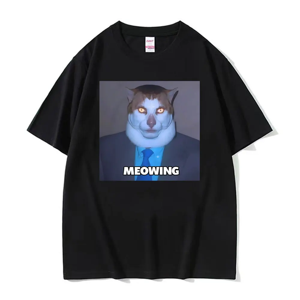 

Funny Cat Meowing Gigachad Meme Printed T-shirts Fashion High Quality T Shirt Tops Men Women Casual Oversized T-shirt Streetwear