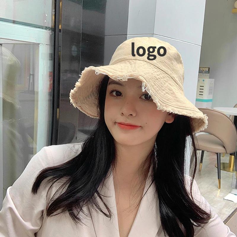 Customized Bob White Bucket Hats Unisexe Man Women Cotton Fisherman Caps Chapeau Uv Protection Beach Sun Hats for Women