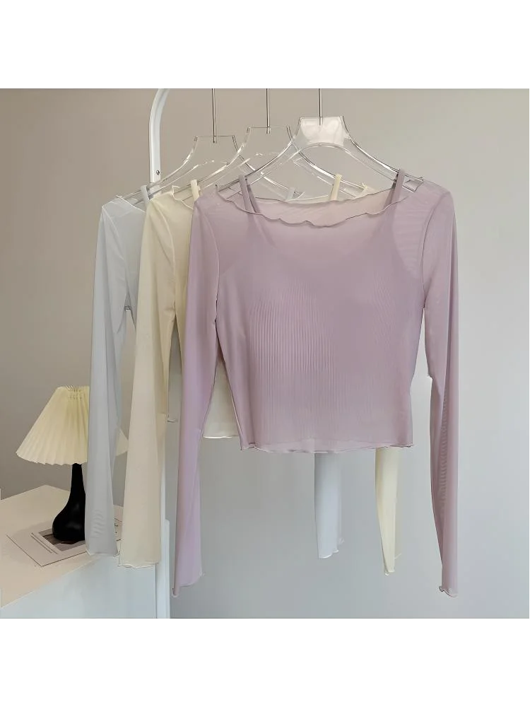 Elegant Yoga Top Women's Long Sleeve Training Sports T-shirt Spring 2026 New Style Commute Bamboo Fiber Cotton High Waist