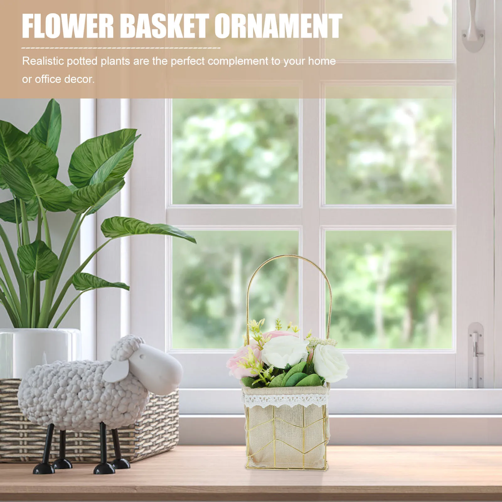 

Artificial Bouquet Decoration High Quality Environmental Friendly Fake Flower Basket Desktop Home Office Decor Realistic