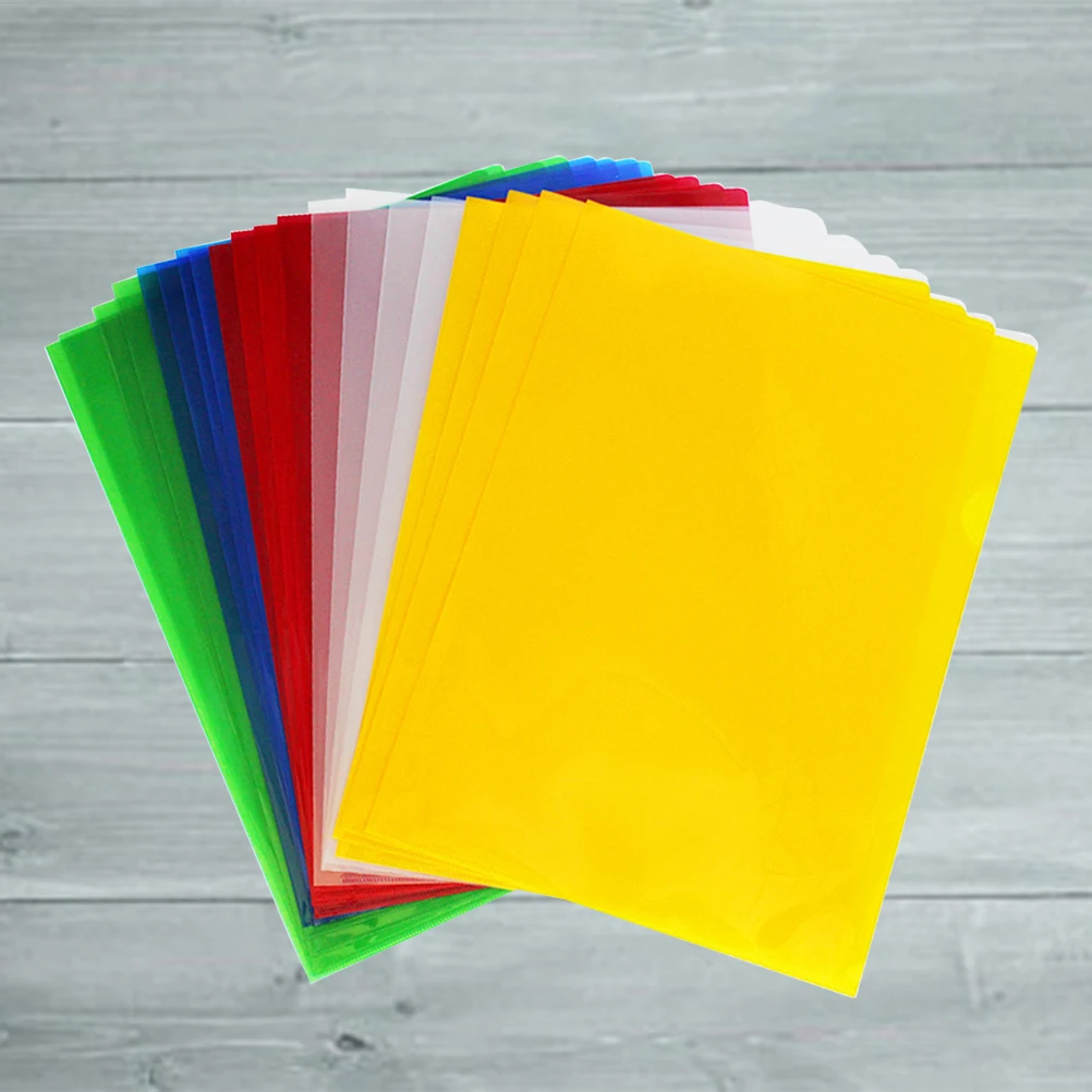 20pcs A4 File Folder Transparent L Shape Waterproof Document Holder Expandable Storage For Office Home School Clear Filing