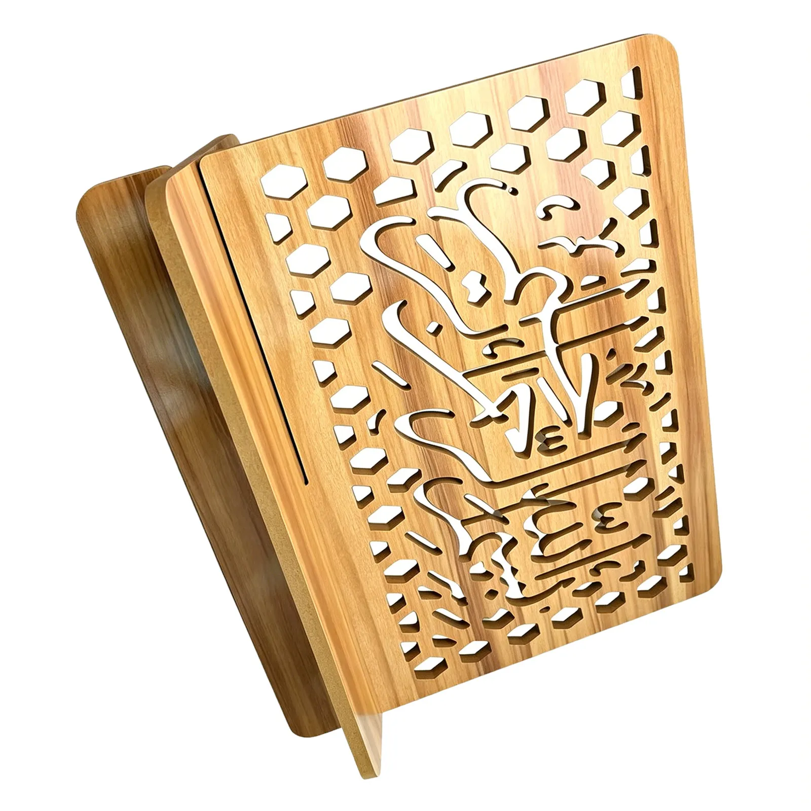 Wooden Bible Holder Stand Carved Thick Side Panels Antislip Quran Book Display Shelf for Study Prayer Room Reading Book Stand