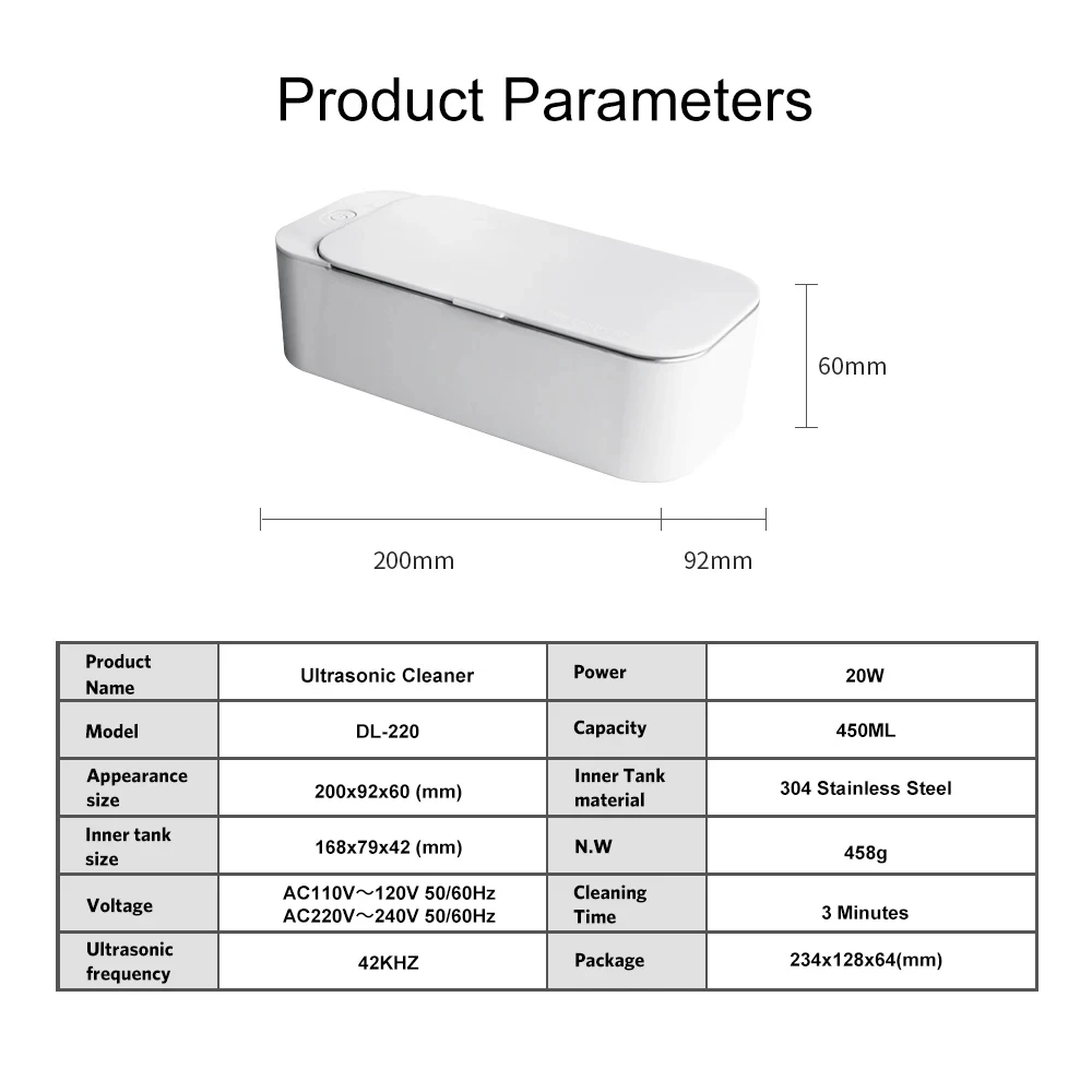 Limpiador ultrasónico inteligente, caja de limpieza de reloj de joyería, artefacto ultrasónico para el Hogar, baño de gafas