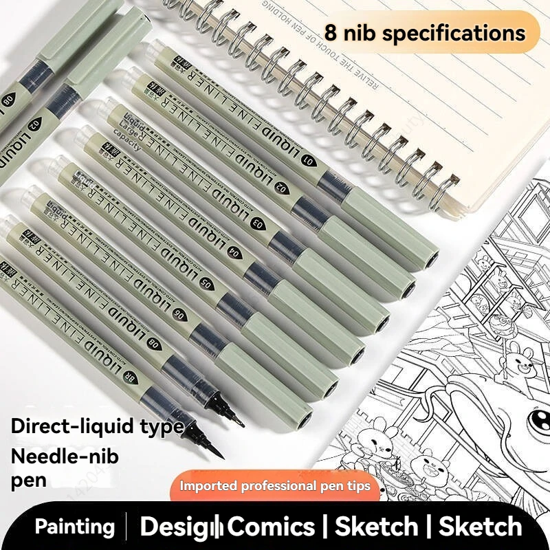 

3/8/12Pcs Black Pen Fine Line Sketching Marker Different Tips Fineliner Drawing Pens Manga Art Marker Calligraphy Set Supplies