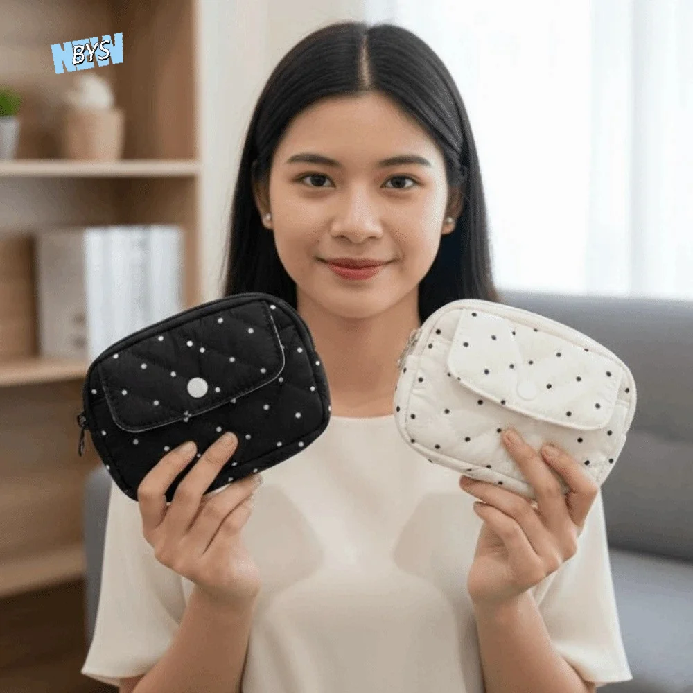 

Polka Dot Tampon Storage Bag Large Capacity Thickened Sanitary Napkin Pouch Korean Style Polyester Makeup Pouch Cosmetics